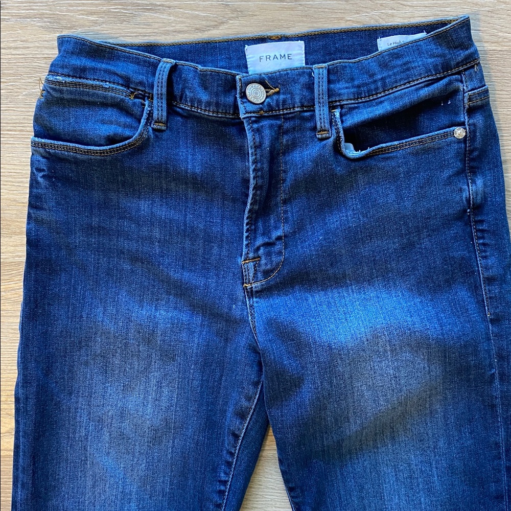 Frame Le High Straight Frayed Hem Cropped Jeans High Rise Size 30 - Picture 4 of 10